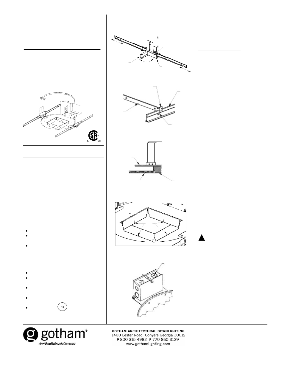 Gotham SQDLV ADJ Mounting Frame User Manual | 2 pages