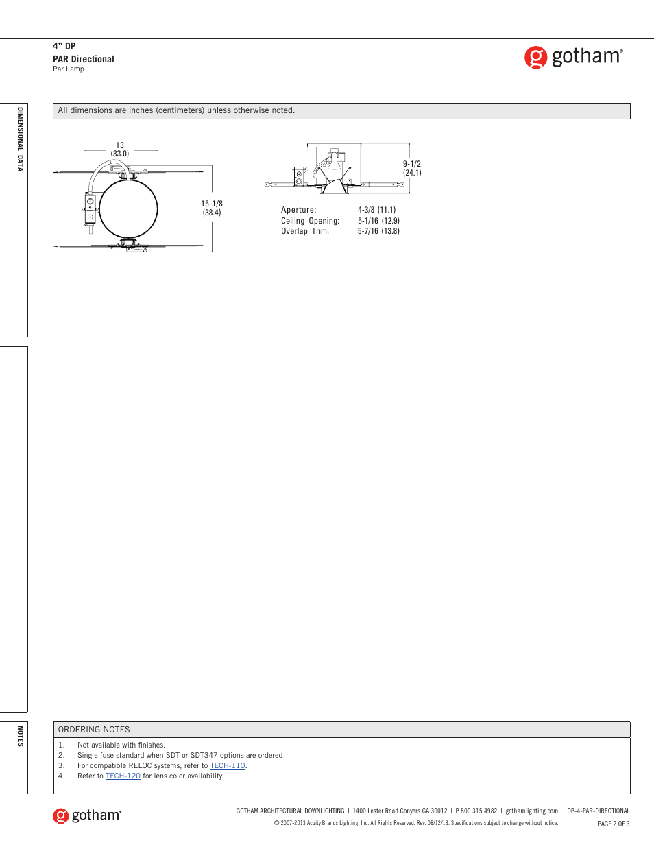 Gotham 4 DP PAR Directional SpecSheet User Manual | Page 2 / 3