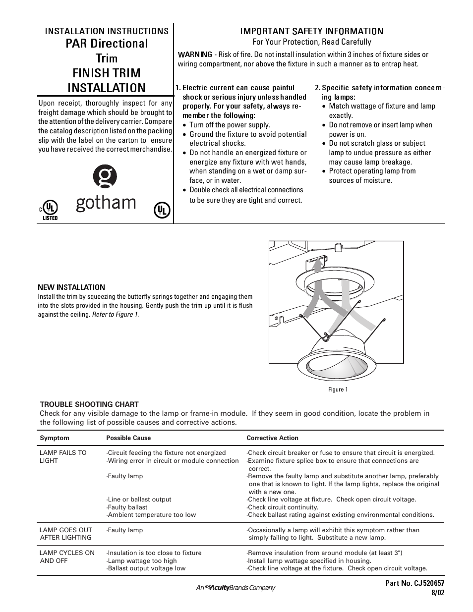 Gotham PAR Directional Trim FINISH TRIM User Manual | 1 page