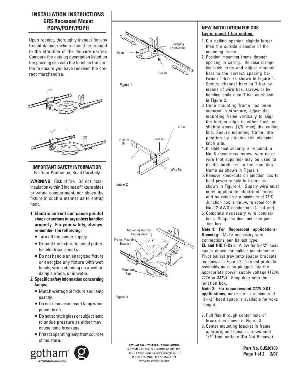 Gotham PDPH GRS Recessed Mount User Manual | 2 pages