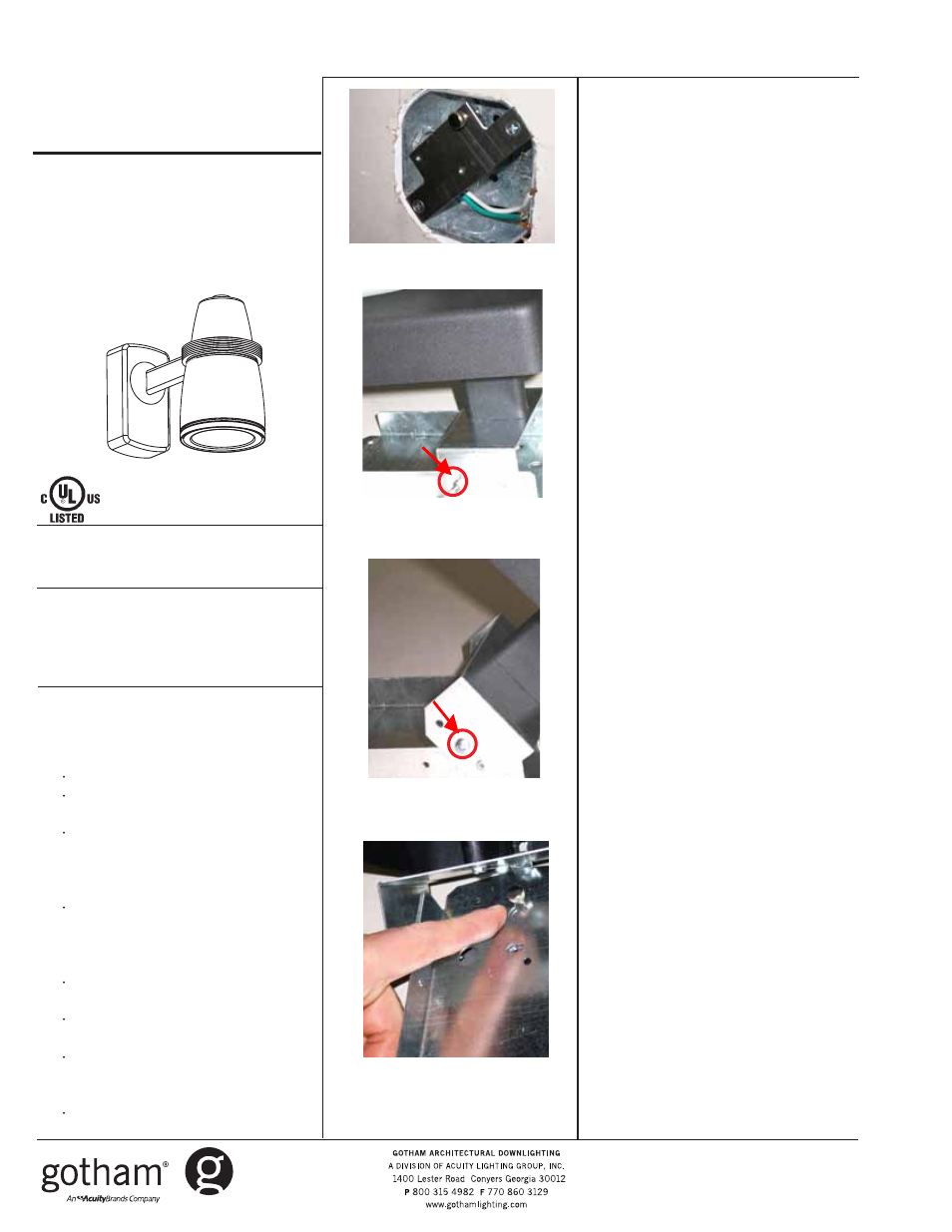 Gotham 4 Elevations Wall Mount User Manual | 2 pages