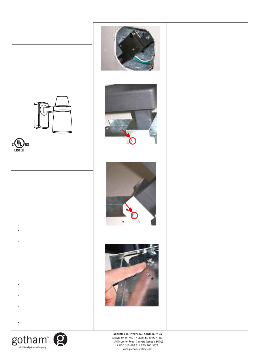 Gotham 4 Elevations Wall Mount - Glass User Manual | 2 pages