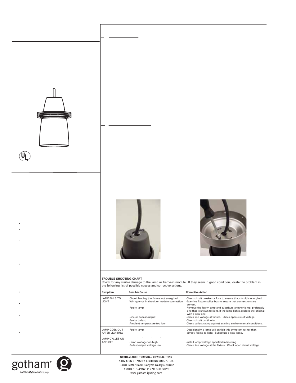 Gotham 4 Elevations PDPA, PDPF & PDPH - Glass User Manual | 2 pages