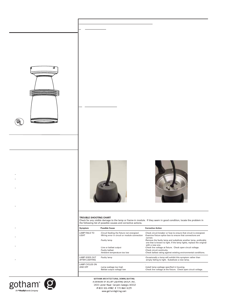 Gotham 4 Elevations PDPA, PDPF, & PDPH User Manual | 2 pages