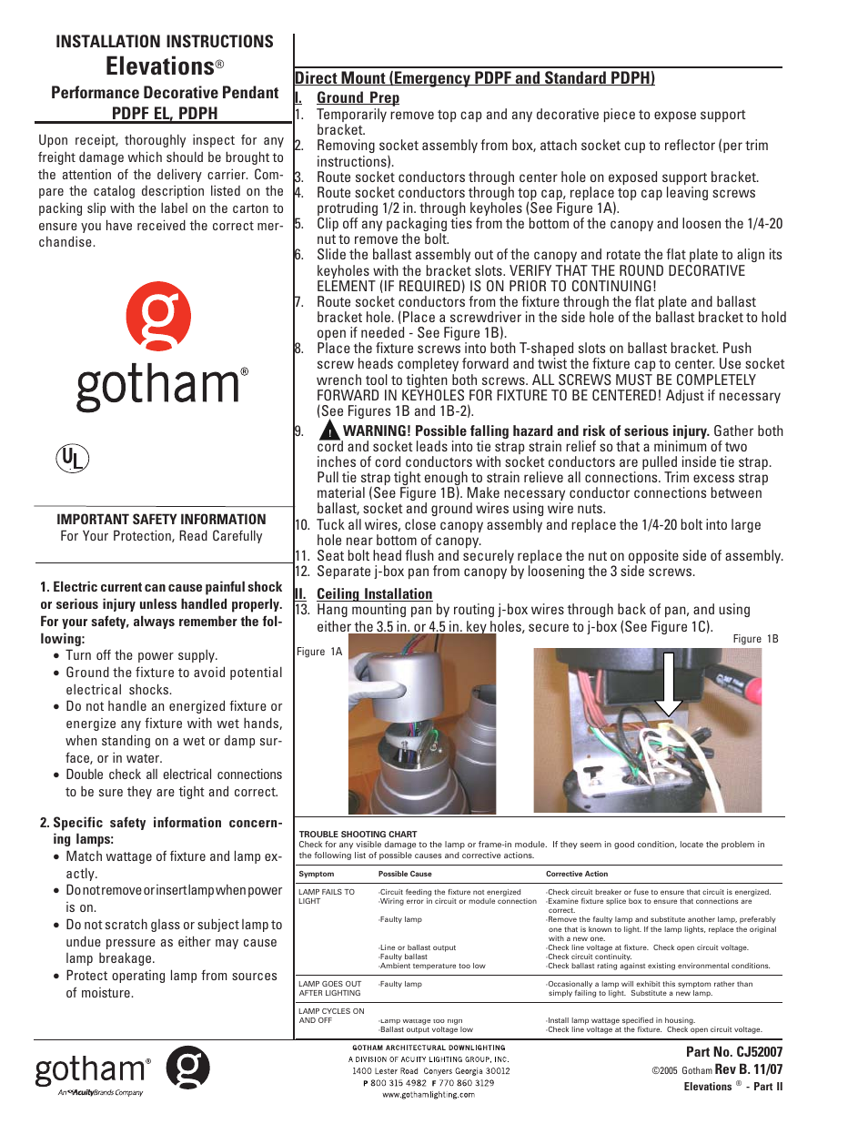 Gotham PDPH Elevations User Manual | 2 pages