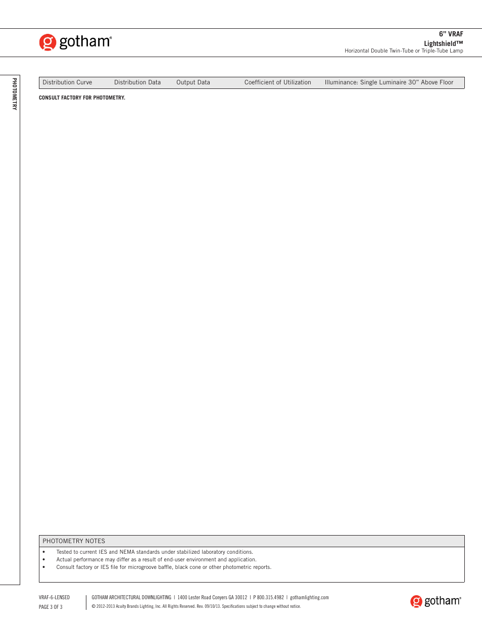 Gotham 6 VRAF Lightshield SpecSheet User Manual | Page 3 / 3