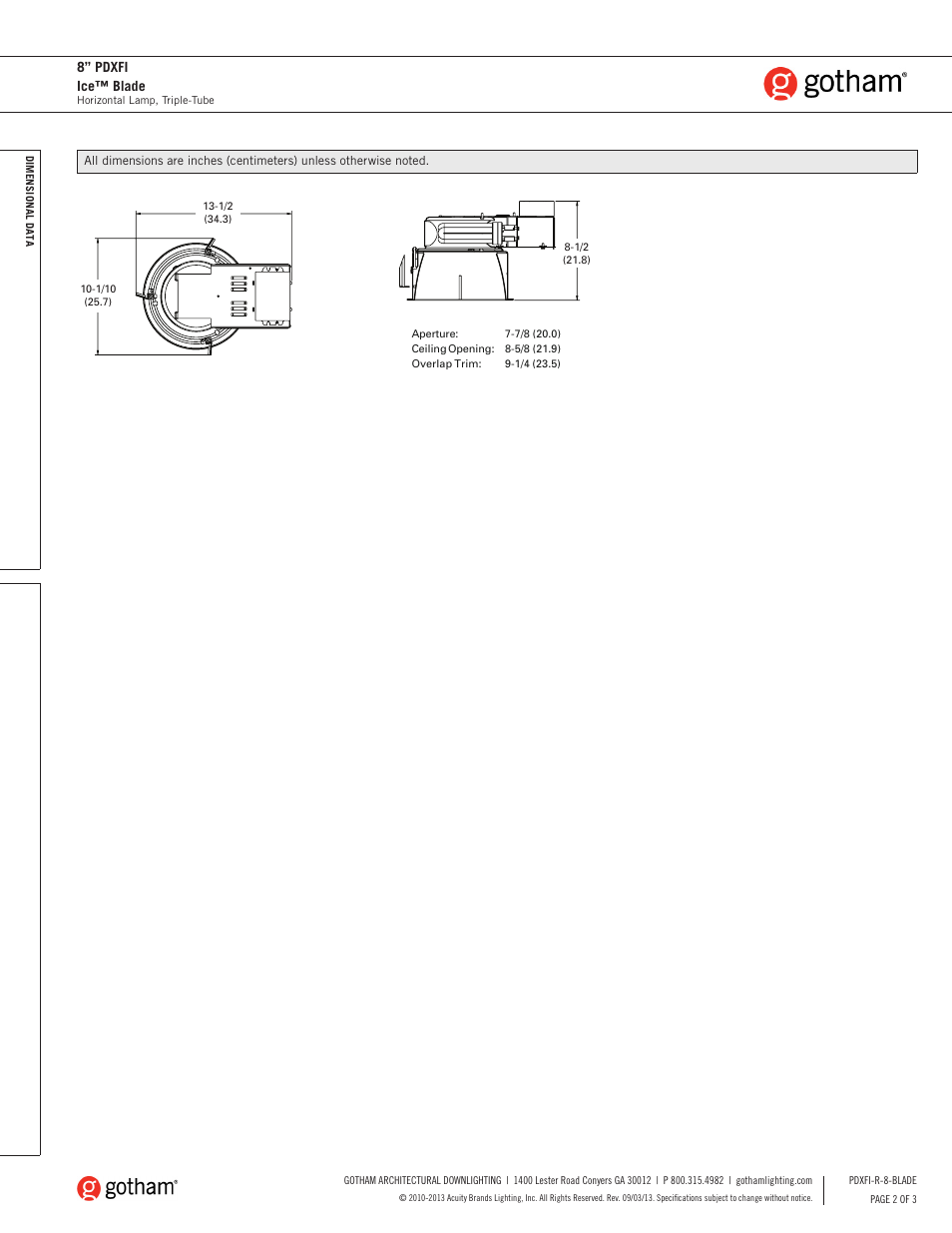 8” pdxfi ice™ blade | Gotham 8 PDXFI Ice Blade SpecSheet User Manual | Page 2 / 3
