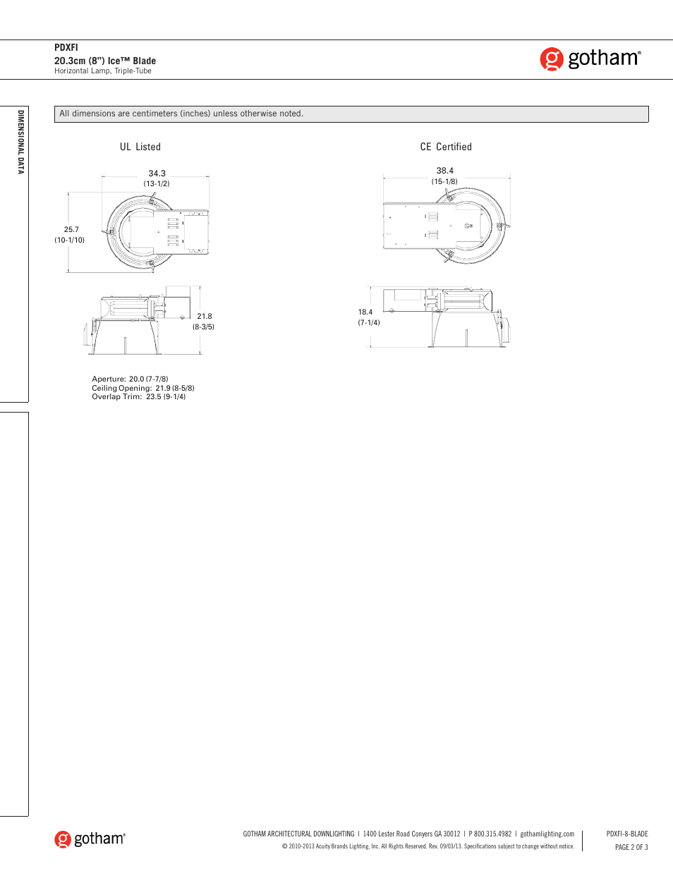 Gotham PDXFI 20.3cm (8) Ice Blade SpecSheet User Manual | Page 2 / 3