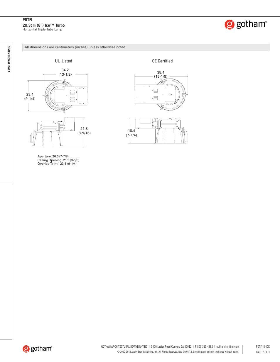 Gotham PDTFI 20.3cm (8) Ice Turbo SpecSheet User Manual | Page 2 / 3
