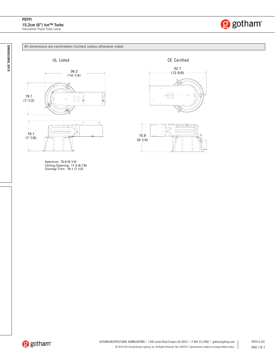 Gotham PDTFI 15.2cm (6) Ice Turbo SpecSheet User Manual | Page 2 / 3