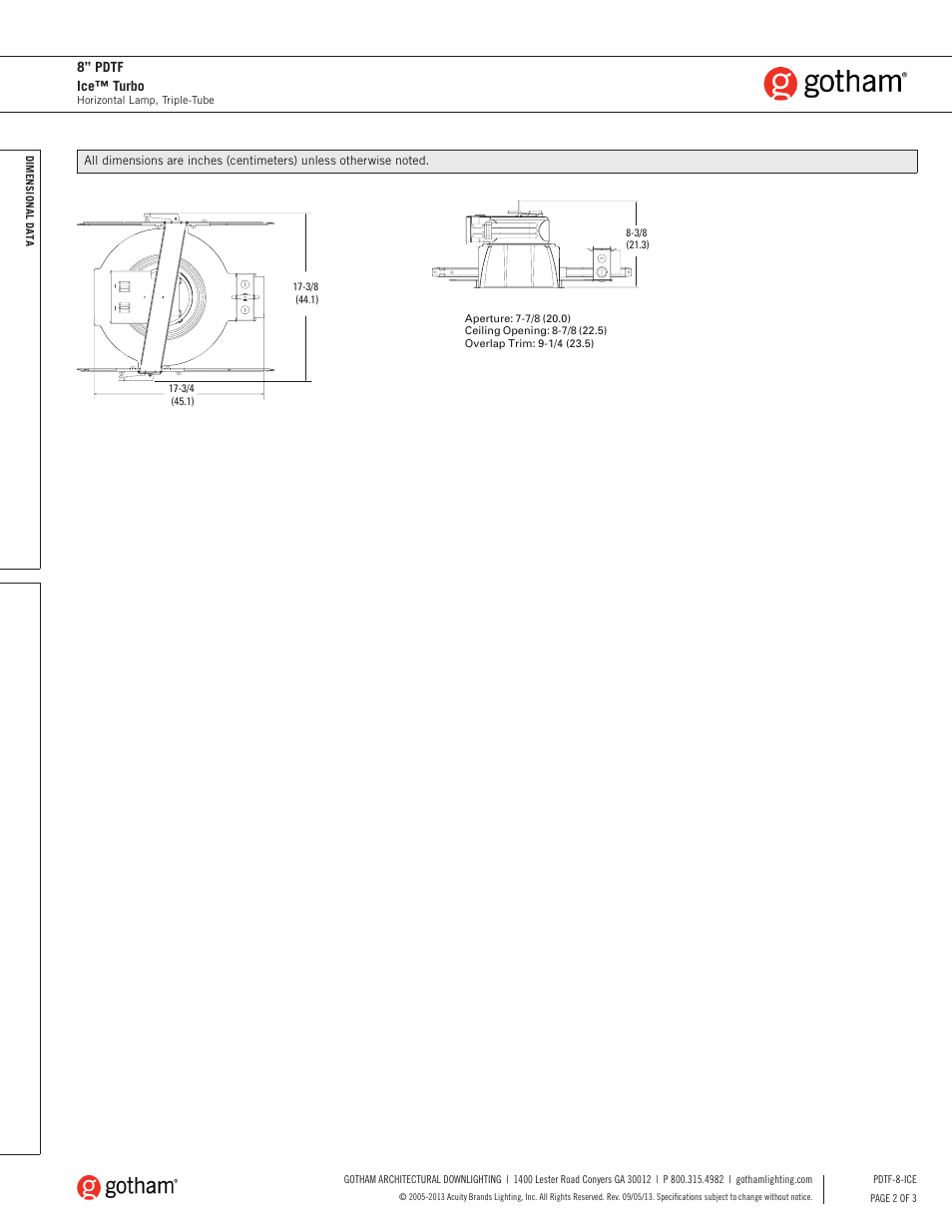 8” pdtf ice™ turbo | Gotham 8 PDTF Ice Turbo SpecSheet User Manual | Page 2 / 3