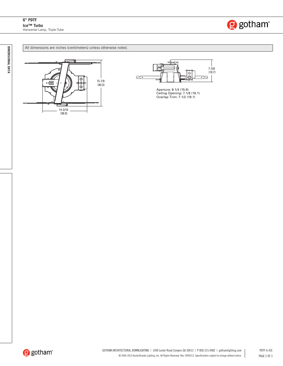 Gotham 6 PDTF Ice Turbo SpecSheet User Manual | Page 2 / 3