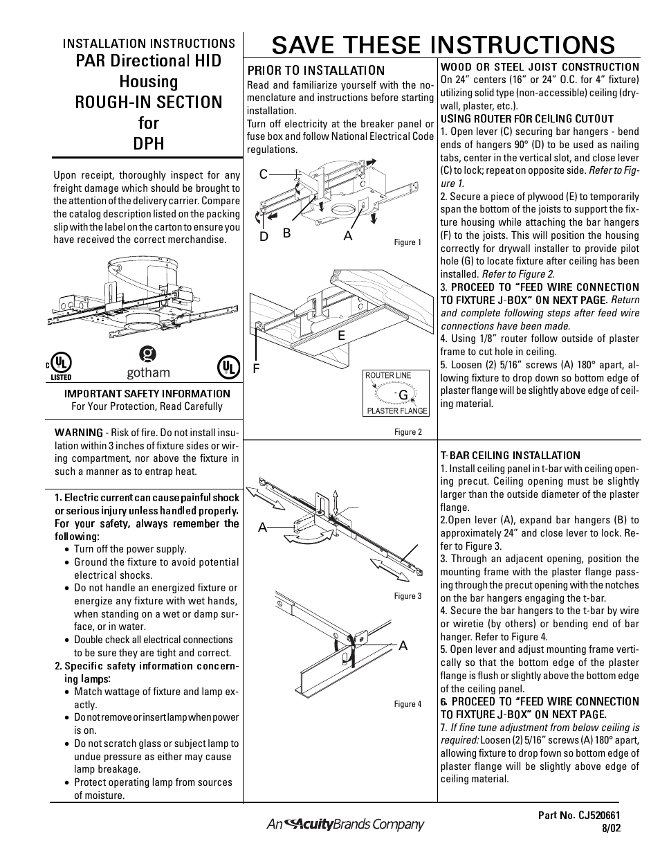 Gotham ROUGH-IN SECTION FOR DPH User Manual | 2 pages