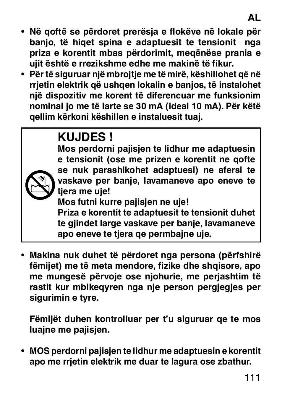 Kujdes | Imetec HI MAN EXPERT HC7 200 User Manual | Page 118 / 128