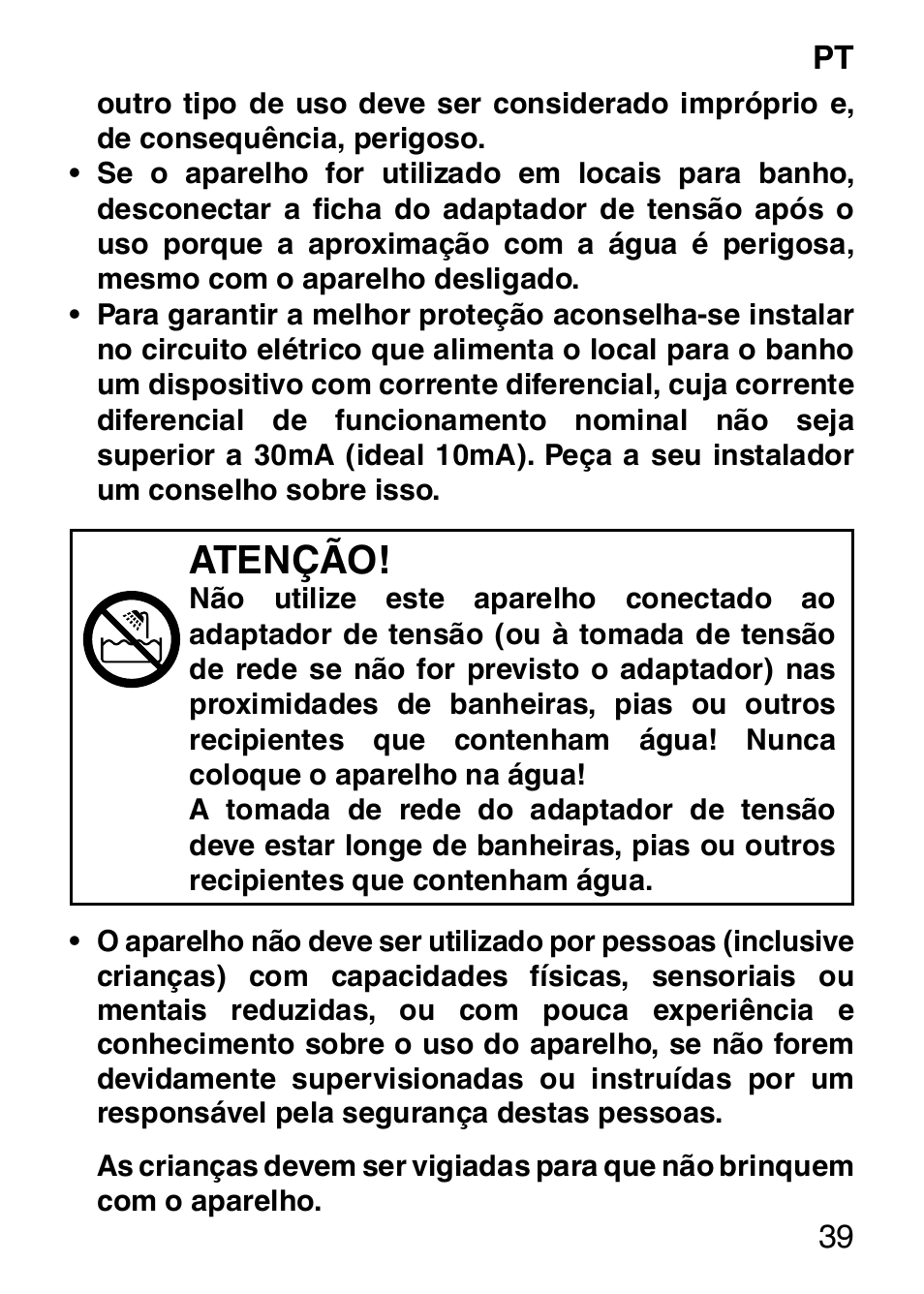 Atenção | Imetec HI MAN EXPERT HC7 200 User Manual | Page 46 / 128
