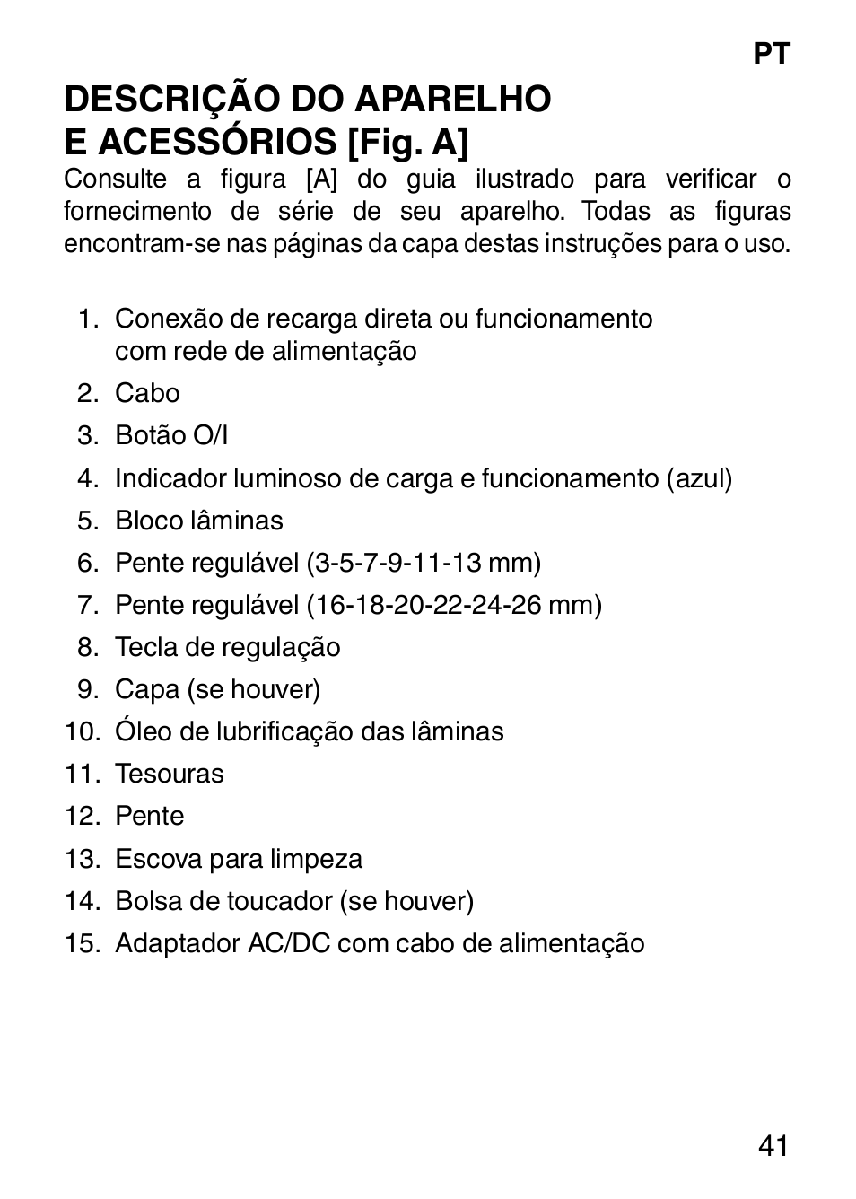 Descrição do aparelho e acessórios [fig. a | Imetec HI MAN EXPERT HC7 200 User Manual | Page 48 / 128
