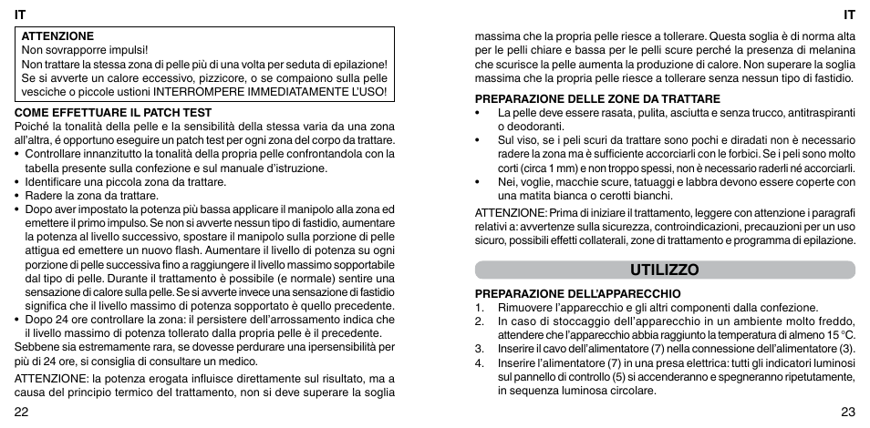 Utilizzo | Imetec BELLISSIMA ZERO User Manual | Page 13 / 59