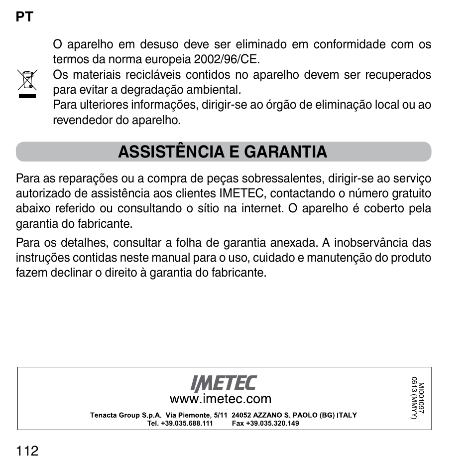 Assistência e garantia | Imetec BELLISSIMA ZERO User Manual | Page 58 / 59
