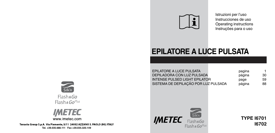 Imetec BELLISSIMA FLASH & GO PLUS User Manual | 63 pages