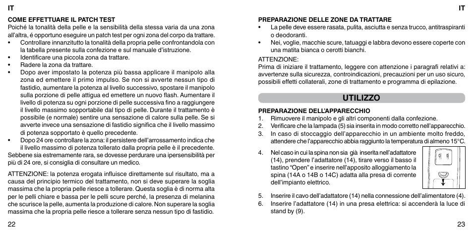 Utilizzo | Imetec BELLISSIMA FLASH & GO PLUS User Manual | Page 15 / 63