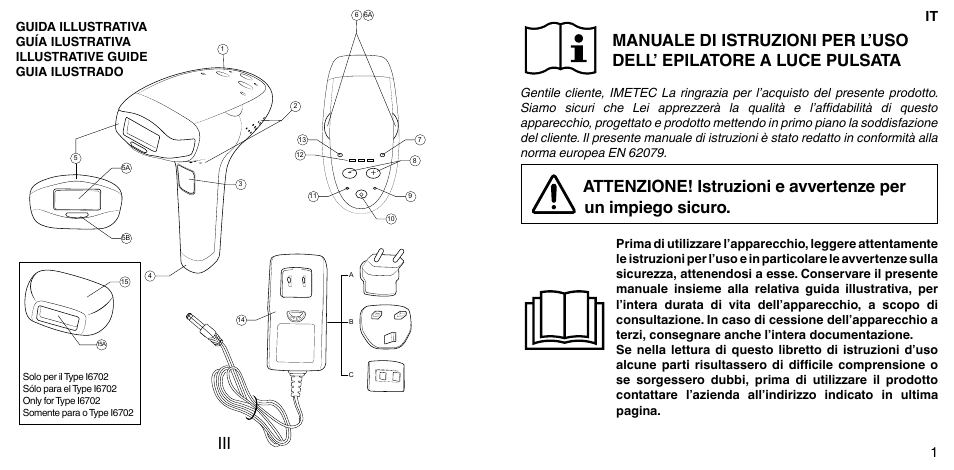 It 1 | Imetec BELLISSIMA FLASH & GO PLUS User Manual | Page 4 / 63