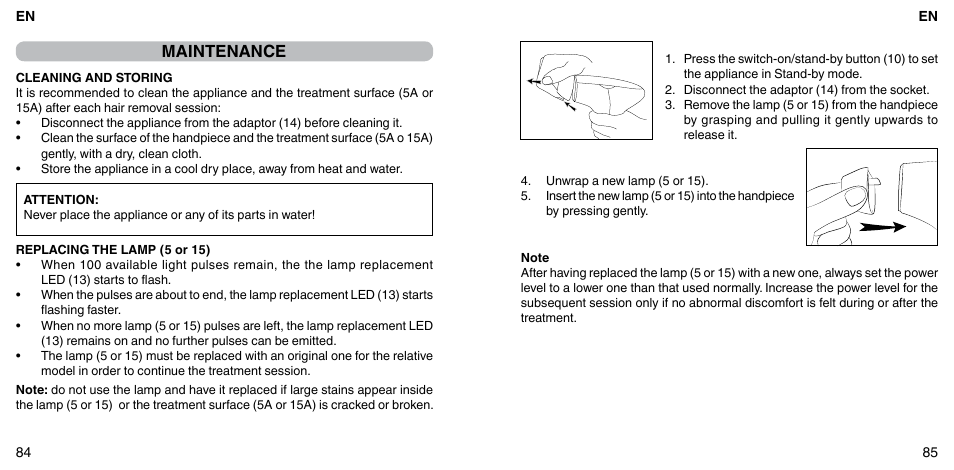 Maintenance | Imetec BELLISSIMA FLASH & GO PLUS User Manual | Page 46 / 63