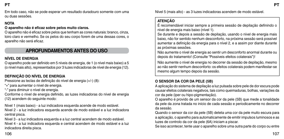 Aprofundamentos antes do uso | Imetec BELLISSIMA FLASH & GO PLUS User Manual | Page 57 / 63