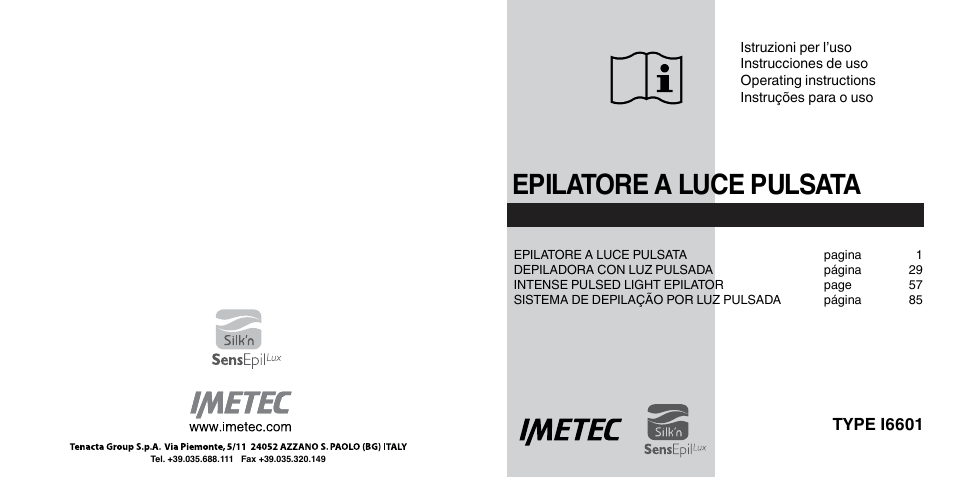 Imetec BELLISSIMA SENSEPIL LUX User Manual | 118 pages