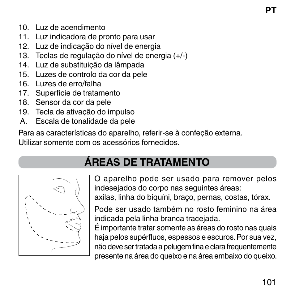 Áreas de tratamento | Imetec BELLISSIMA SENSEPIL LUX User Manual | Page 105 / 118