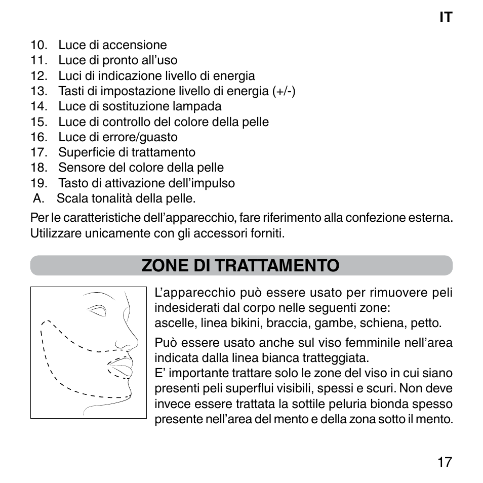 Zone di trattamento | Imetec BELLISSIMA SENSEPIL LUX User Manual | Page 21 / 118