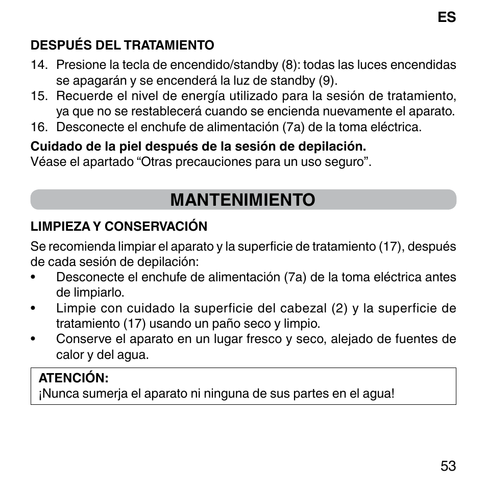 Mantenimiento | Imetec BELLISSIMA SENSEPIL LUX User Manual | Page 57 / 118