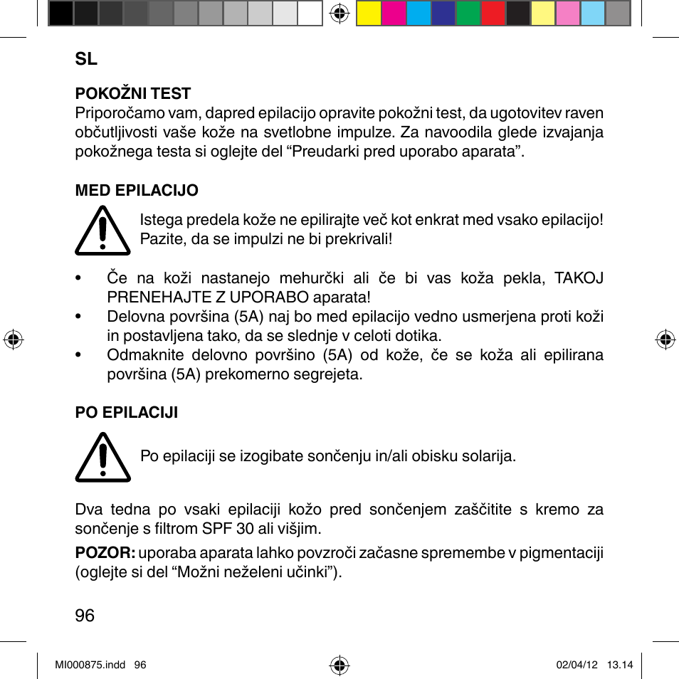 Imetec BELLISSIMA FLASH & GO DISPOSABLE LAMP User Manual | Page 102 / 146