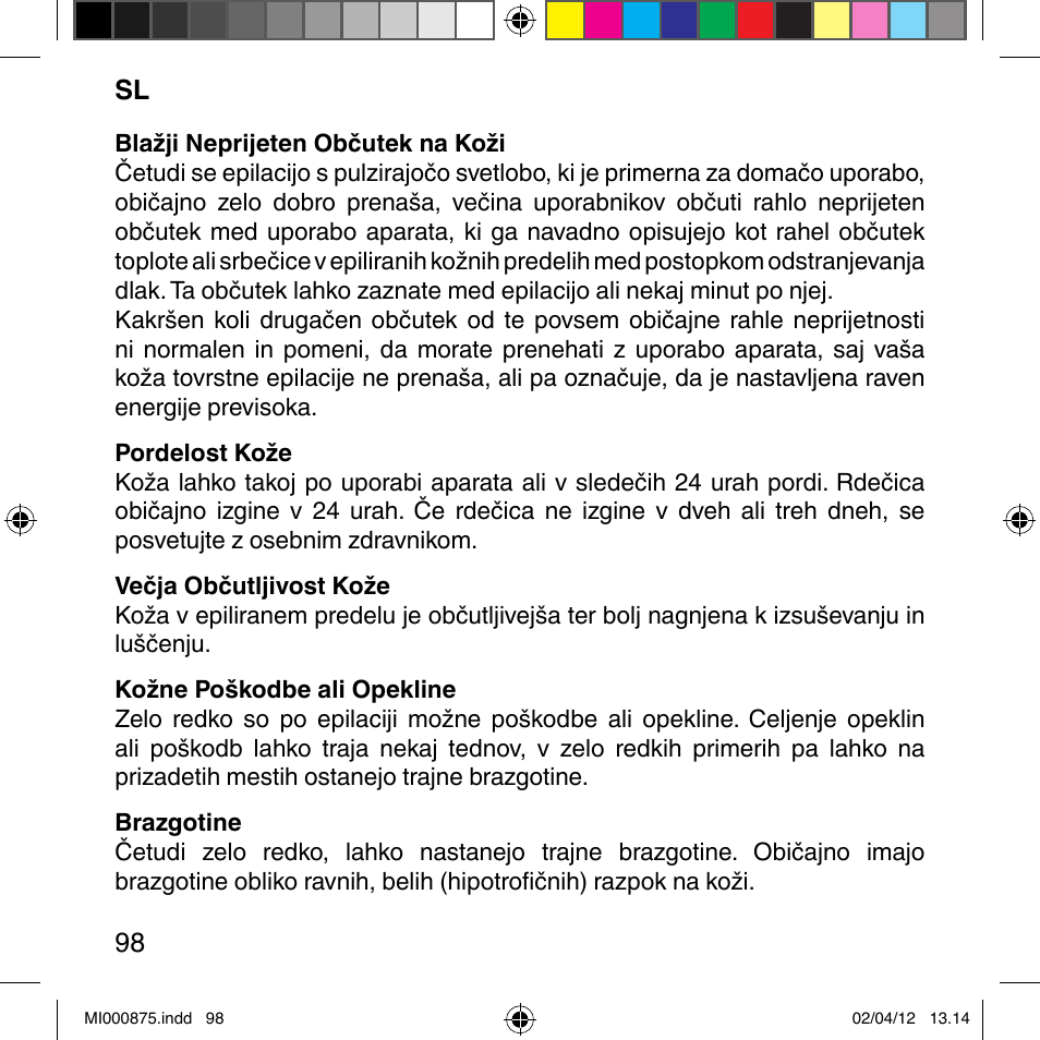 Imetec BELLISSIMA FLASH & GO DISPOSABLE LAMP User Manual | Page 104 / 146