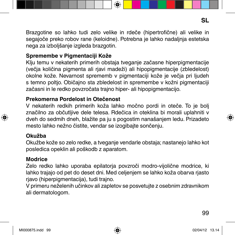 Imetec BELLISSIMA FLASH & GO DISPOSABLE LAMP User Manual | Page 105 / 146