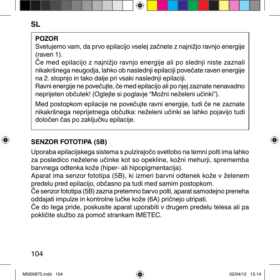 Imetec BELLISSIMA FLASH & GO DISPOSABLE LAMP User Manual | Page 110 / 146