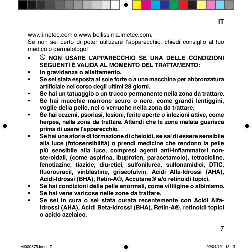Imetec BELLISSIMA FLASH & GO DISPOSABLE LAMP User Manual | Page 13 / 146