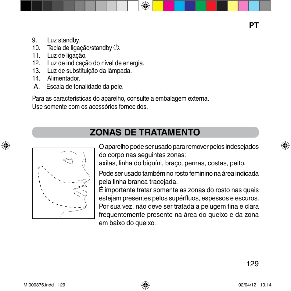 Zonas de tratamento | Imetec BELLISSIMA FLASH & GO DISPOSABLE LAMP User Manual | Page 135 / 146