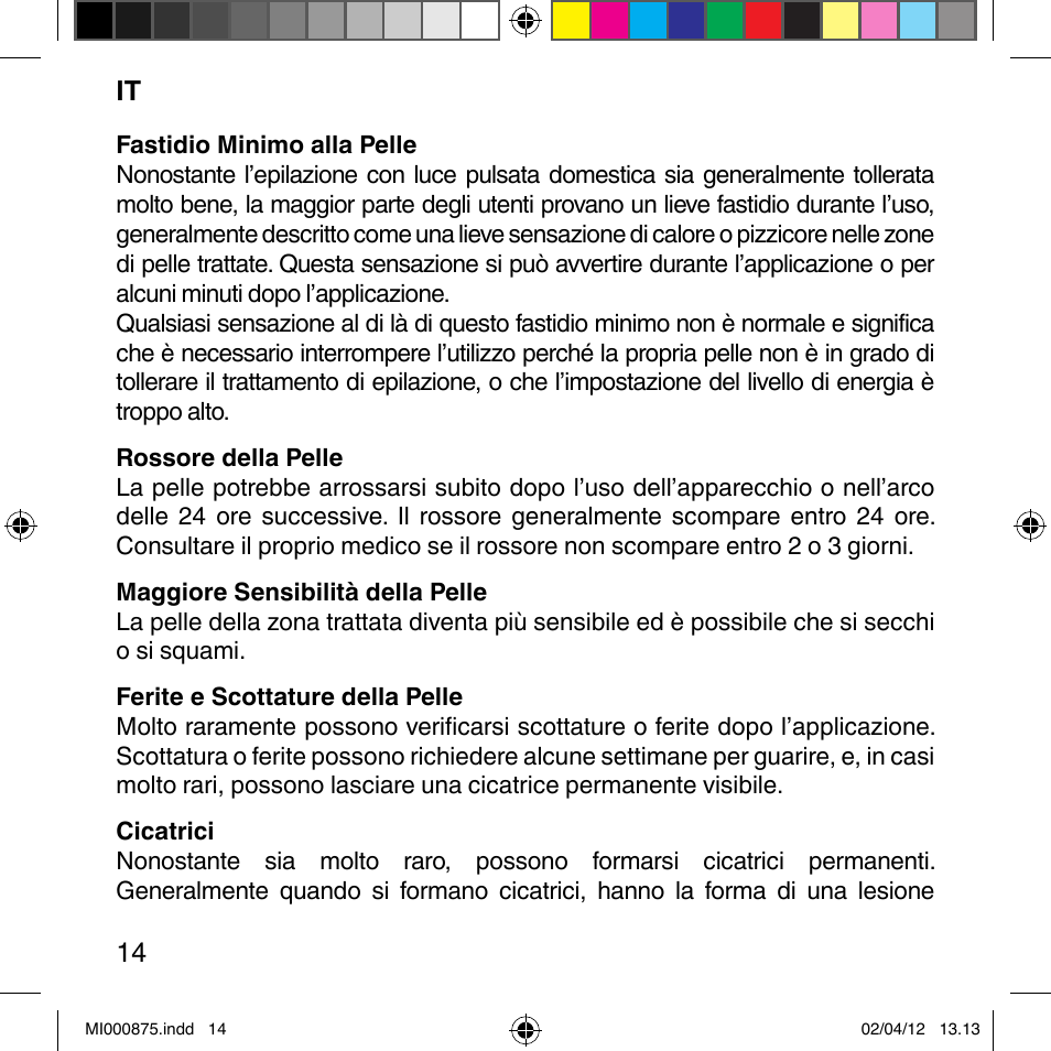 Imetec BELLISSIMA FLASH & GO DISPOSABLE LAMP User Manual | Page 20 / 146