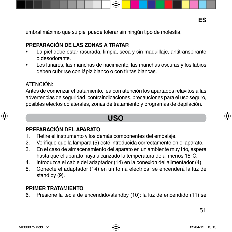 Imetec BELLISSIMA FLASH & GO DISPOSABLE LAMP User Manual | Page 57 / 146