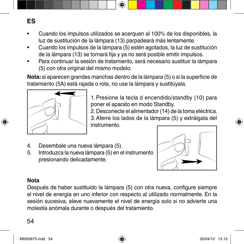 Imetec BELLISSIMA FLASH & GO DISPOSABLE LAMP User Manual | Page 60 / 146