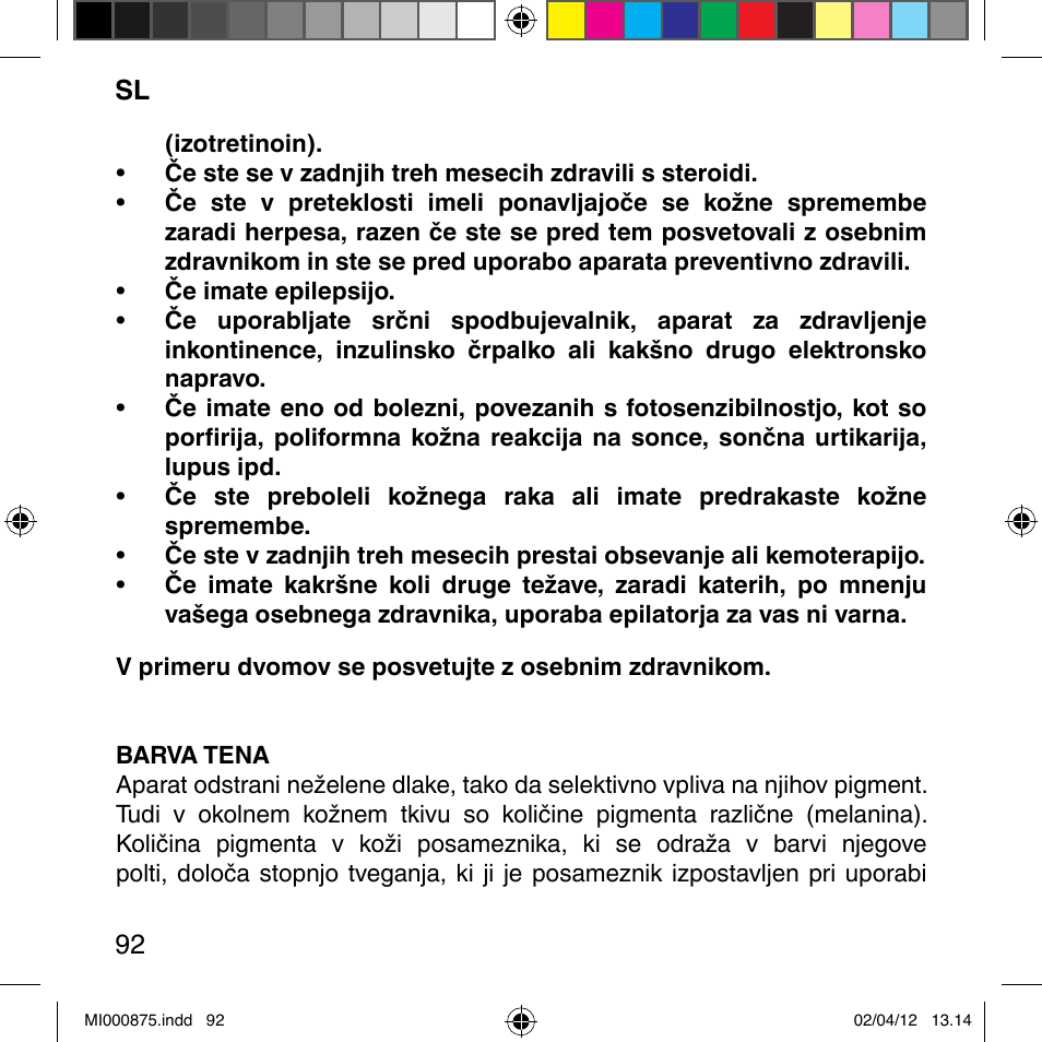 Imetec BELLISSIMA FLASH & GO DISPOSABLE LAMP User Manual | Page 98 / 146