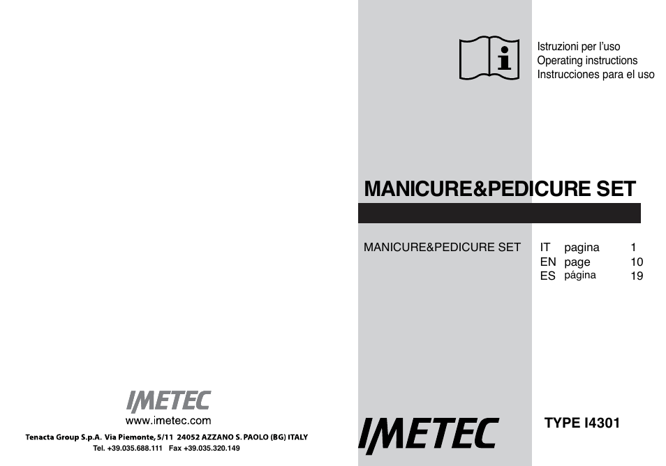 Imetec BELLISSIMA SENSITIVE MP1 100 User Manual | 29 pages