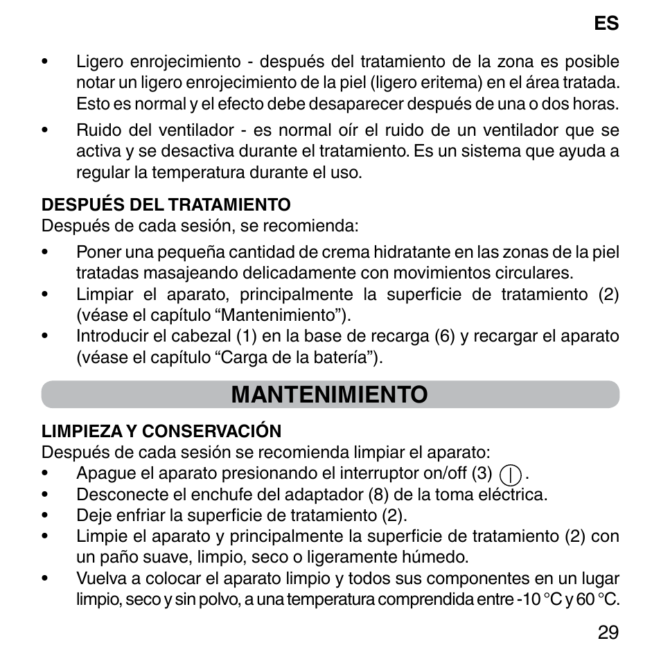 Mantenimiento | Imetec BELLISSIMA FACE FX User Manual | Page 33 / 92