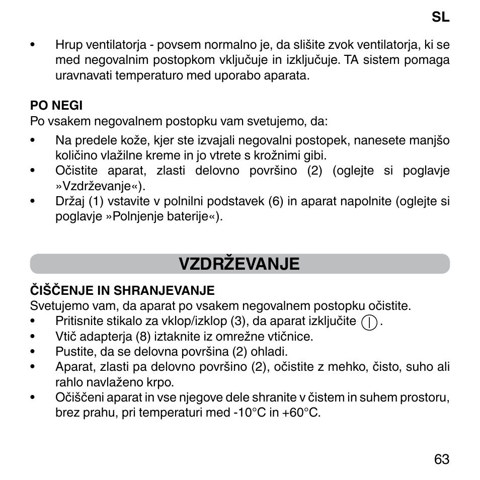 Vzdrževanje | Imetec BELLISSIMA FACE FX User Manual | Page 67 / 92