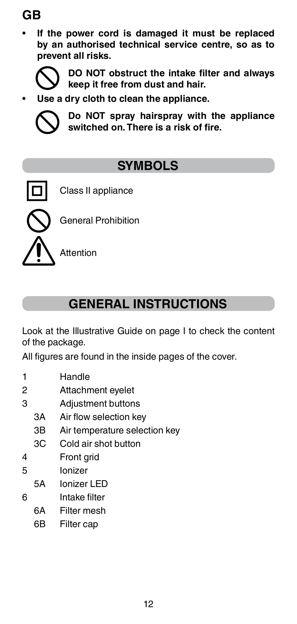 Symbols, General instructions | Imetec BELLISSIMA PC5 2500 User Manual | Page 14 / 84