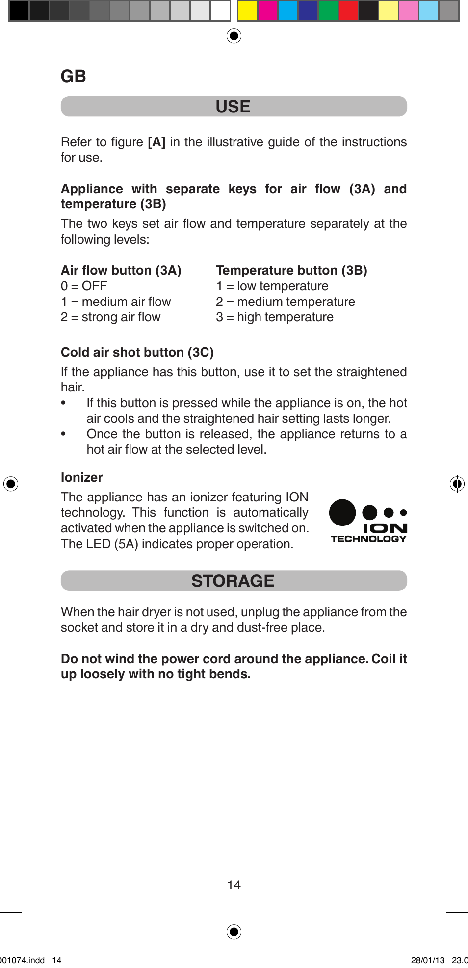 Storage | Imetec BELLISSIMA K5 2000 User Manual | Page 16 / 84