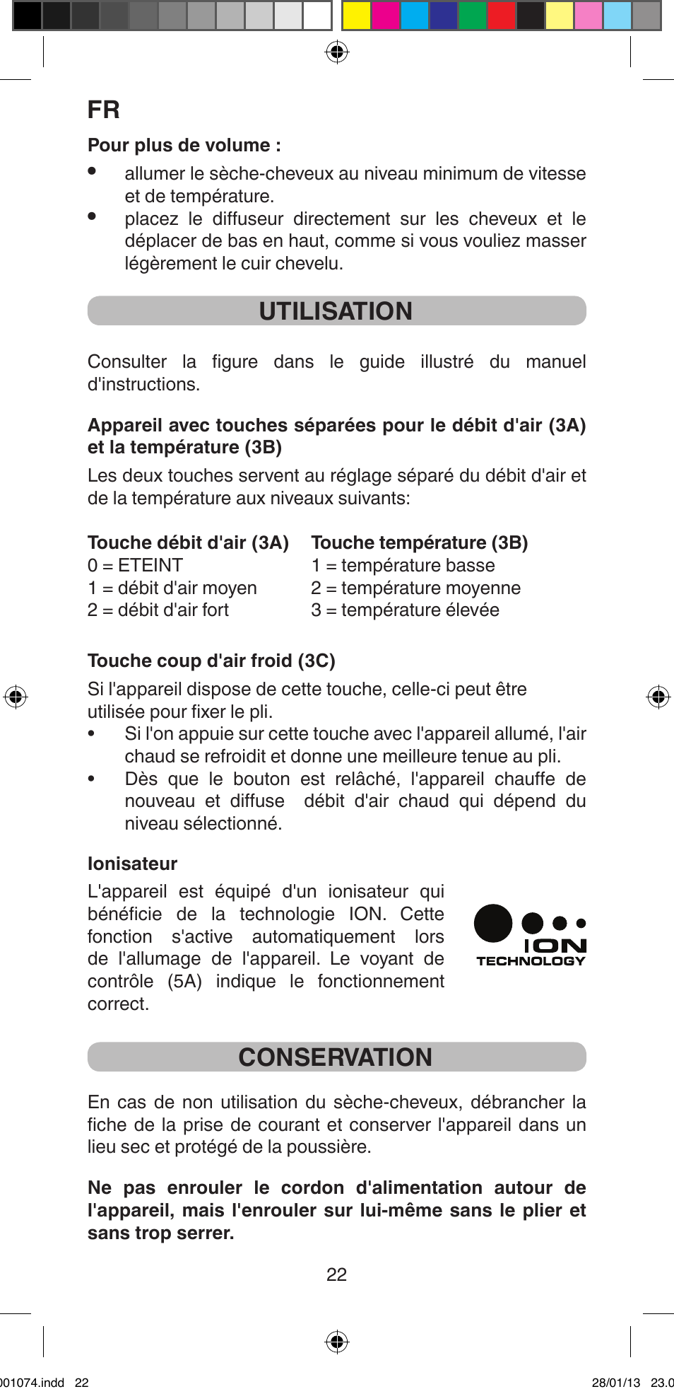 Utilisation, Conservation | Imetec BELLISSIMA K5 2000 User Manual | Page 24 / 84
