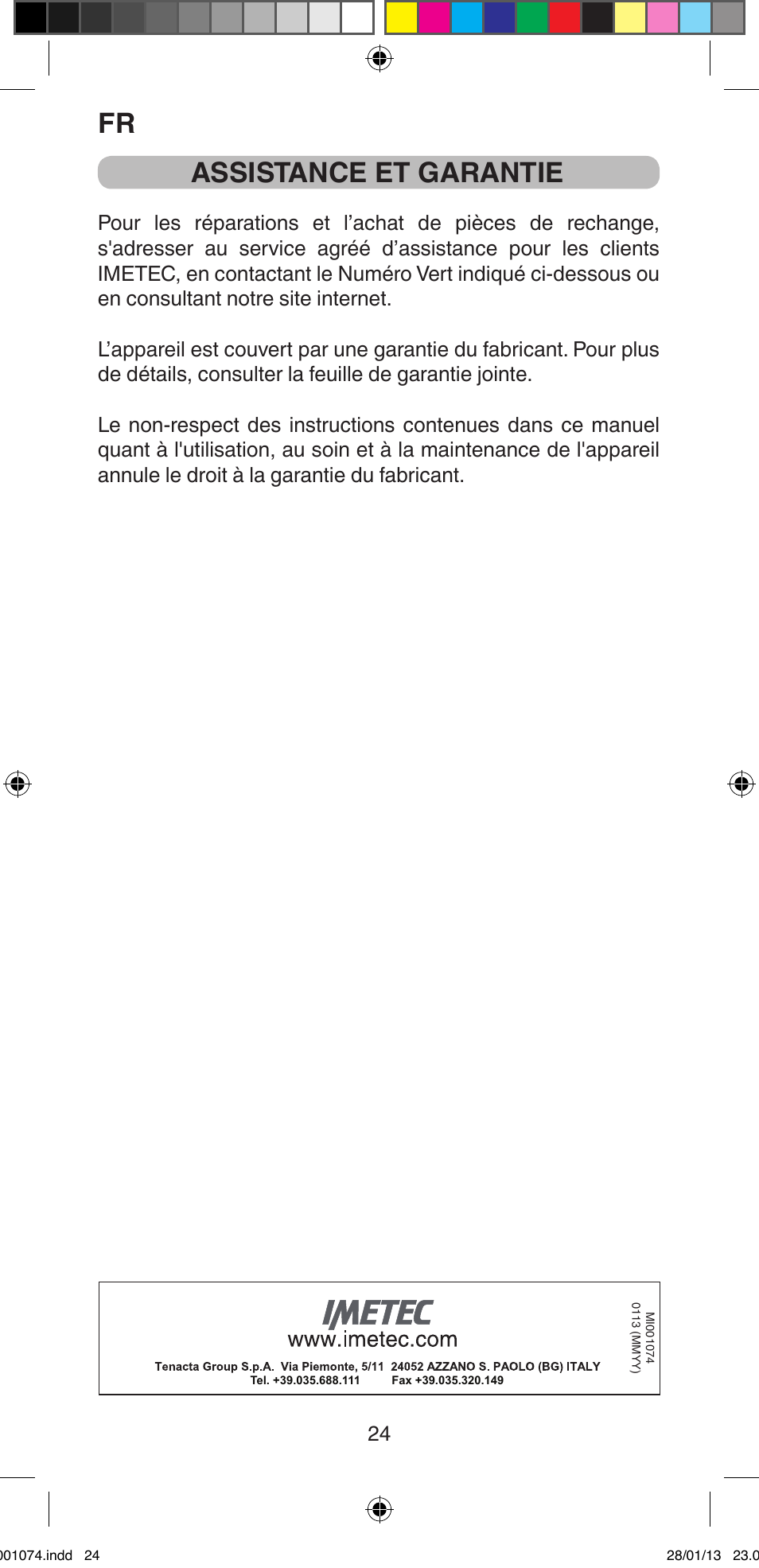 Assistance et garantie | Imetec BELLISSIMA K5 2000 User Manual | Page 26 / 84