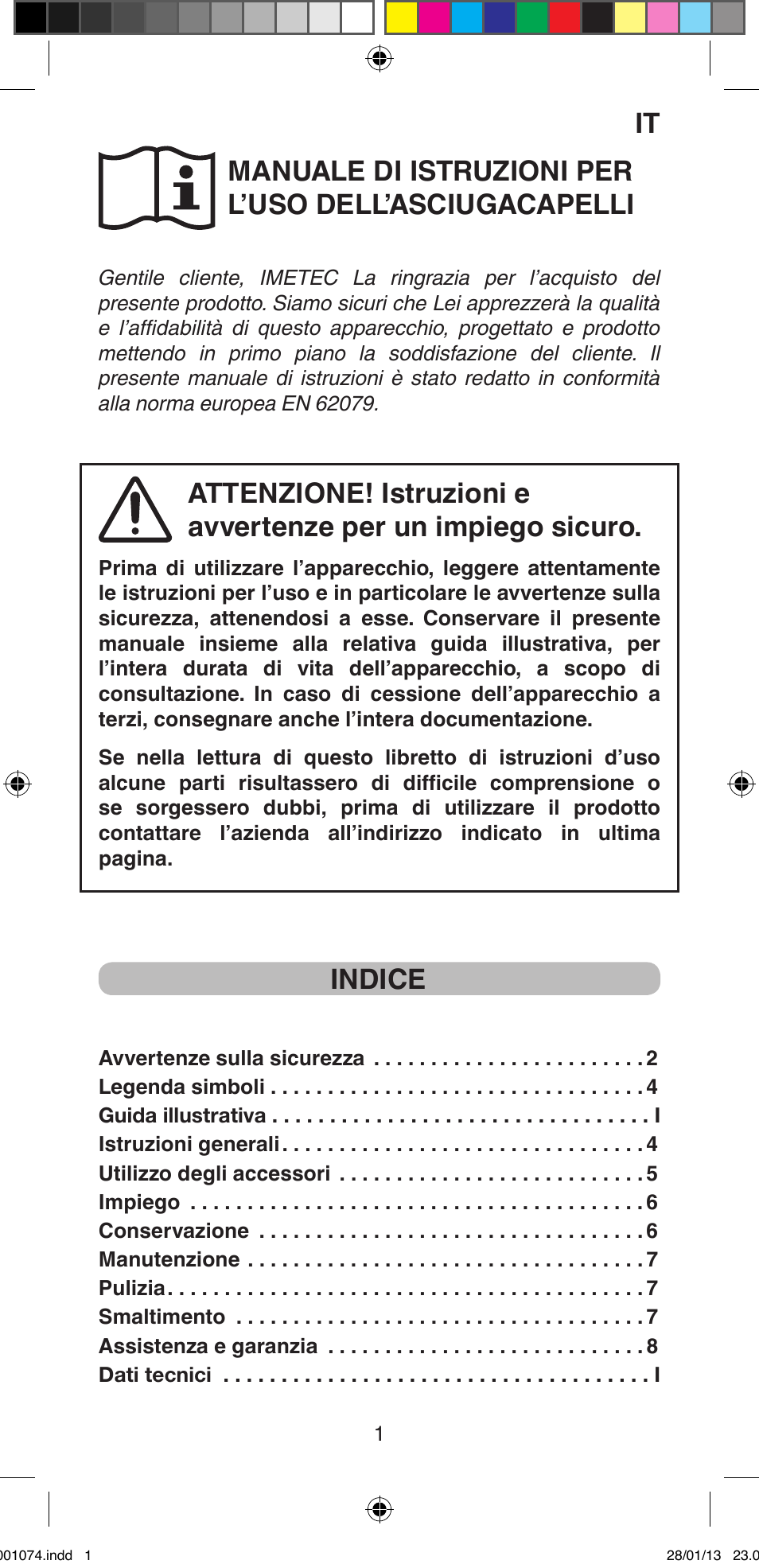 Indice | Imetec BELLISSIMA K5 2000 User Manual | Page 3 / 84