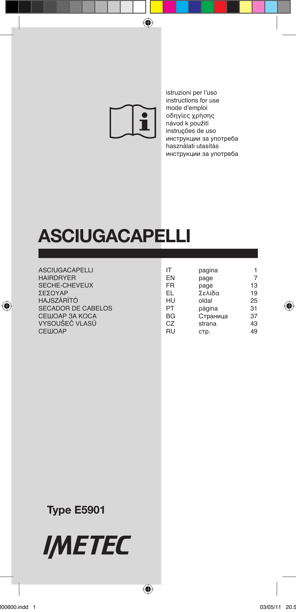 Imetec BELLISSIMA C12 2000 User Manual | 57 pages